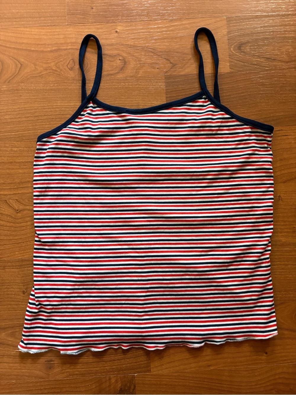 Striped Spaghetti Strap Camisole - Red, White & Navy